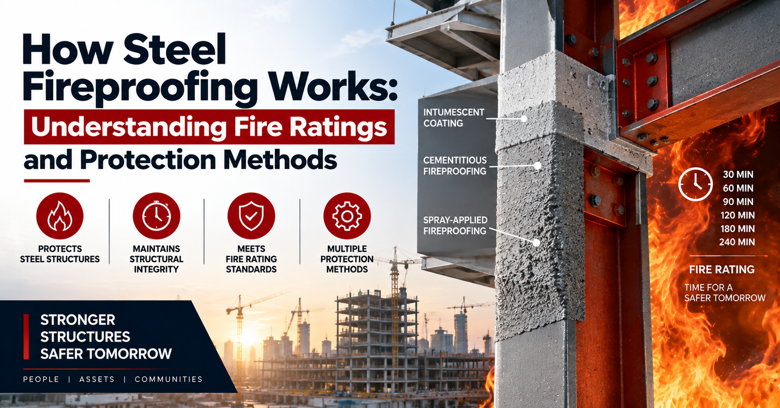 How steel fireproofing works with fire ratings and protection methods